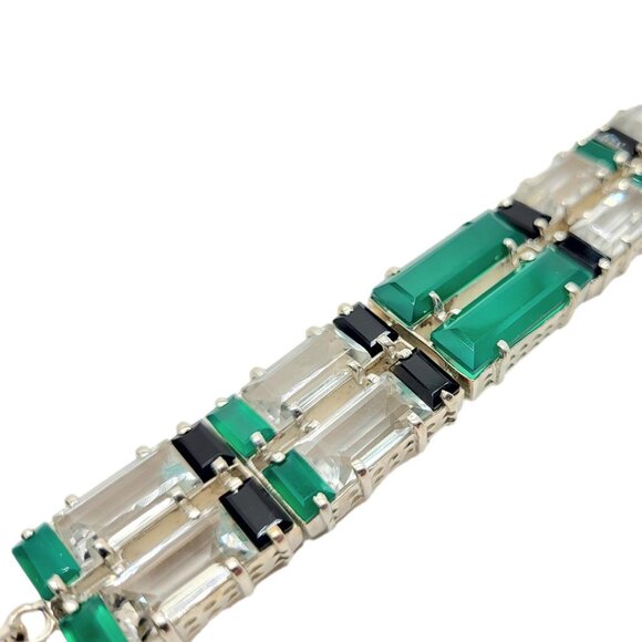 Nicky Butler Deco Toggle Bracelet Green Chalcedony .925 Sterling Silver New - Picture 4 of 14